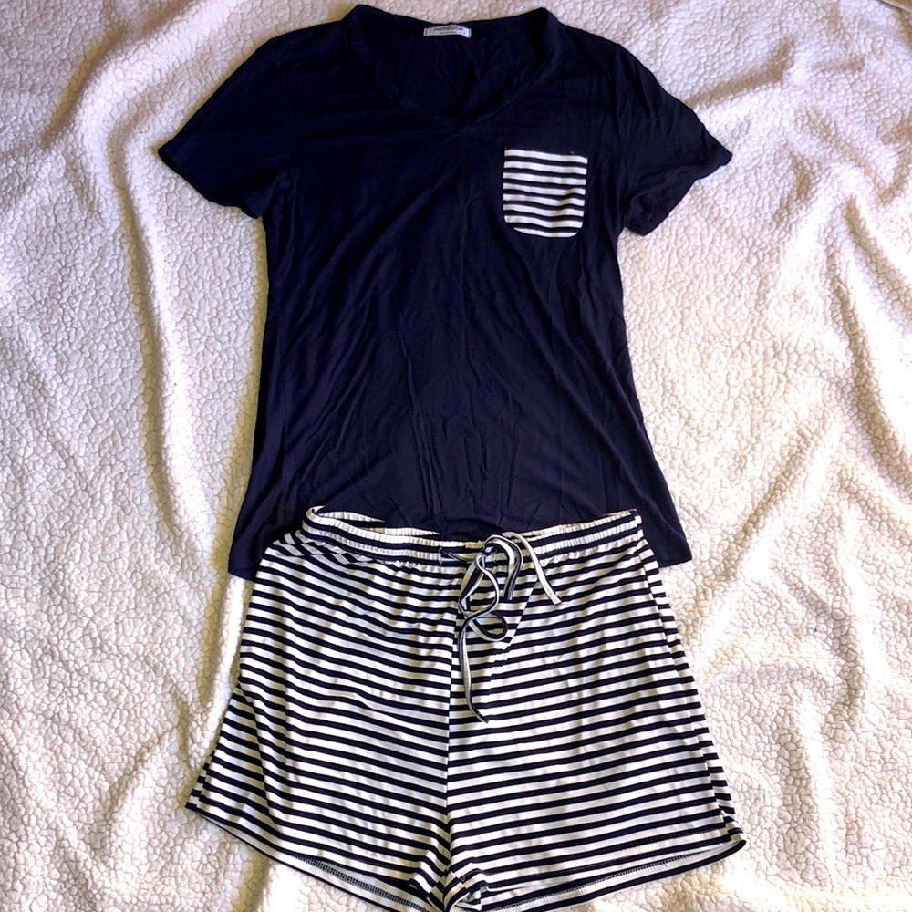 Navy Striped Pajama Set